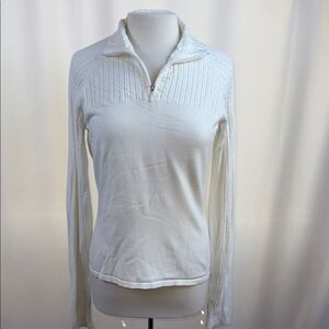 NILS Sportswear White Quarter Zip Sweater, Medium